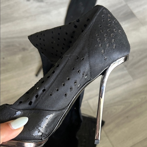 Stella McCartney Vegan Black Thigh-High Stiletto Boots Sz 36 - Picture 2 of 10